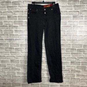 Vintage Lawman Black Denim Button Accents Straight Leg Western Jeans Sz 13 32x32